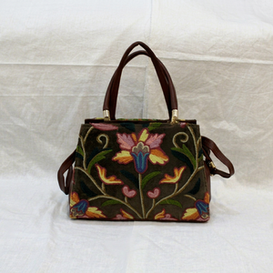 Bolso Tote de Cachemira con Bordado Floral y Trabajo Ari, Bolso de Mano Marrón, Bolso de Hombro para el Uso Diario, Regalo - Product Image 1