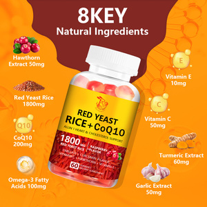 Factory Wholesale Coq10 <b>Red</b> Rice Yeast Extract with Dietary Fiber <b>Red</b> Yeast Rice Supports Healthy Blood Lipid Levels Capsules - Product Image 4
