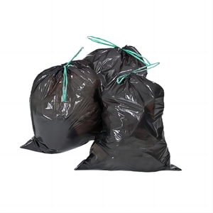 15 Pieces Per Roll Black Thickened Drawstring Garbage Bags <strong>Kitchen</strong> Disposable Shrink Trash <strong>Plastic</strong> Bags for Office - Product Image 2