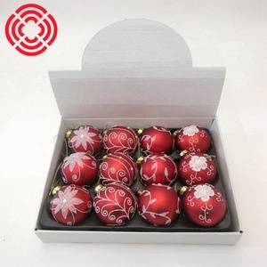 SHUANGYUAN 8cm Weihnachtskugeln, rot, matt lackiert, Glas-Weihnachtsornamente, luxuriöse Kugeln, Weihnachtskugeln, Bolas De Navidad - Product Image 1