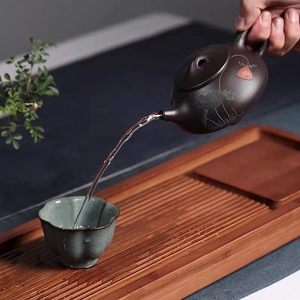 Yixing-hervidor de agua de arena púrpura para el hogar, jarra de piedra tallada a mano con barro negro de mineral crudo - Product Image 3