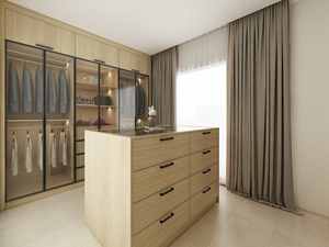 Luxury <b>Wooden</b> <b>Wardrobe</b> with Clothes Display Section and Glass Doors | Modern Walk-In Closet for Villas & Apartments - Product Image 5
