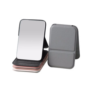 Portable Folding <b>Makeup</b> <b>Mirror</b> Mini Compact Square Pink Black Milky White For Women Travel Desk Use - Product Image 4
