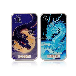Barre de cuivre fin .999 de 1 once avec gravure laser de différents numéros de série, motif Dragon du <span class=keywords><strong>Zodiaque</strong></span> Chinois et créature mythique imprimée UV - Product Image 1