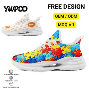 Chaussures de course décontractées à motif coloré, respirantes, avec empeigne en maille, personnalisables avec logo OEM/ODM, vente en gros directe d'usine pour hommes et femmes - Product Image 1