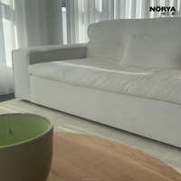 Canapé NORYA moderne blanc, rembourré en duvet et plumes, tissu doux, 3-4 places, profil bas, pour salon de villa
