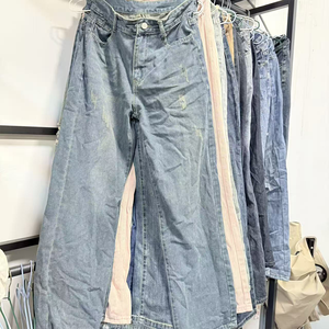 <span class=keywords><strong>Pantalones</strong></span> Vaqueros Anchos <span class=keywords><strong>de</strong></span> <span class=keywords><strong>Mezclilla</strong></span> Usados, Ropa Usada en Fardos, Estilo Cargo, Singapur, Dubái, para Mujer - Product Image 3