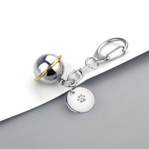 Ready to Ship | Minimalist Stainless Steel Pet Ashes Sphere Keychain | Paw-Print Charm Urn Pendant for Dog &amp; <strong>Cat</strong> <strong>Memorial</strong> - Product Image 4