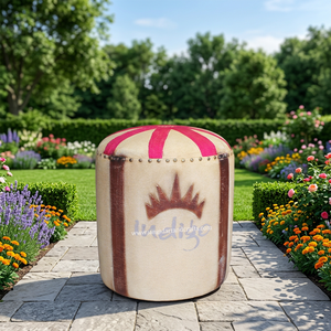Pouf ottoman en toile imprimée à la main d'Inde, meuble rembourré de qualité supérieure, artisanat Jangid - Product Image 1