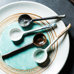 Cuchara <span class=keywords><strong>de</strong></span> Cerámica Japonesa Retro para Sopa Ramen, Fideos <span class=keywords><strong>de</strong></span> Arroz, Cuchara para Servir la Cena, Cucharones para Servir Condimentos, Salsas y Aderezos en Fiestas - Product Image 2
