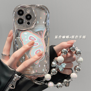 เคสโทรศัพท์มือถือ TPU <span class=keywords><strong>สี</strong></span><span class=keywords><strong>เงิน</strong></span>ลายปีกผีเสื้อชุบไฟฟ้าสำหรับ <span class=keywords><strong>iPhone</strong></span> x XR XS 11 12 13 14 15 16 17 PRO MAX - Product Image 2