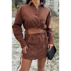 Conjunto de Camisa Marrón y Vestidos Casuales Beyla - Product Image 4