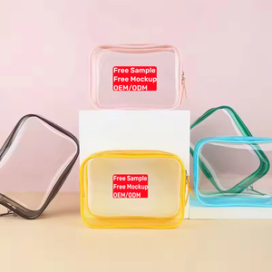 Bolsa de cosméticos transparente aprobada por la TSA, organizador de artículos de tocador de PVC transparente, bolsa de viaje con cremallera para aeropuerto, mujeres, hombres, almacenamiento de <span class=keywords><strong>maquillaje</strong></span> - Product Image 1