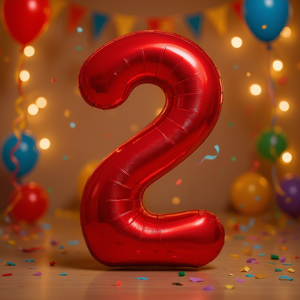 Party Love <b>Balloon</b> Number <b>2</b> Red 80cm Foil Helium Filled Party Decoration - Product Image 2
