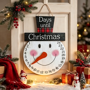Calendario de Adviento de Madera al por Mayor, con Forma de Santa Claus, Giratorio, Decoración Navideña para Pared - Product Image 1