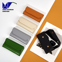 Étui à lunettes classique de couleur unie résistant à la pression et à l'abrasion, pochette portable en PU imperméable avec fermeture à pression