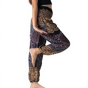 Pantalones Harem de Algodón 100% con Logotipo de Marca Personalizado OEM, Opción Multicolor, Ropa Boho para Yoga con Bolsillos y Puños Acanalados para Mujer - Product Image 4