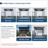 Pergola motorisée en aluminium à lames orientables, imperméable, avec toit électrique, éclairage LED et écran latéral à fermeture éclair