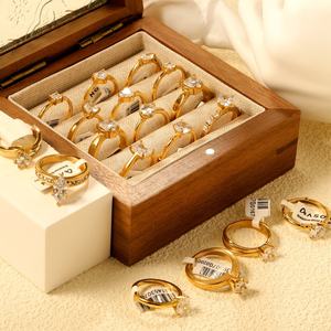 Anillo de Pareja Minimalista de Moda al por Mayor, de Acero Inoxidable con Circonita, Chapado en Oro de 18K, Anillo de Compromiso y Boda para Mujer, Joyería para Regalos - Product Image 6