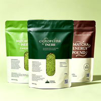 OEM op maat bedrukte Matcha poederzakjes, staande pouch met ziplock sluiting, hersluitbaar, voor thee poeder en voedselverpakkingen met logo