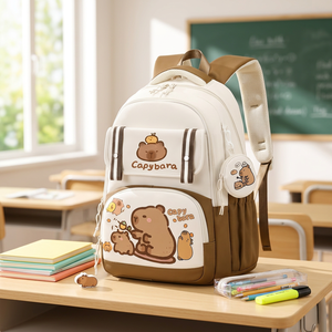 Nouveau Sac à Dos Scolaire Capybara Dessin Animé Mignon Grande Capacité pour Élèves et Enfants - Fournisseur de Sacs d'École Capybaras pour la Rentrée des Classes - Product Image 1