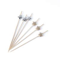 Custom12cm Mode Or Argent Pentacle Brochettes De Bambou De Qualité Alimentaire Gâteau Apéritif Brochettes pour La Fête De Mariage
