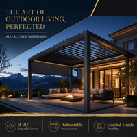 Pergola manuelle en aluminium, gazebo écologique, revêtement poudré, inspiré de la nature, tailles personnalisables, résistant à la pluie et au vent