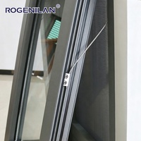Fenêtre à auvent en aluminium à rupture de pont thermique, coupe-vent, double vitrage Low-E, sur mesure pour extérieur, fournisseur chinois Rogenilan
