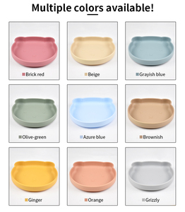 Food Grade Silicone Baby Plate With Strong Suction Cup Non Slip Toddler Feeding <b>Set</b> BPA Free - Product Image 5