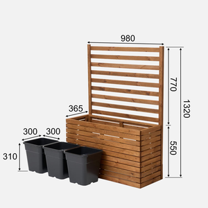 Bac à légumes surélevé en <span class=keywords><strong>bois</strong></span> de pin traité sous pression avec treillis et revêtement amovible de 18 L <span class=keywords><strong>pour</strong></span> plantes grimpantes sur balcon ou terrasse - Product Image 4