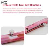 Brosses interchangeables de cheveux en nylon de poignée en plastique de conception de marbre rose de professionnel de luxe pour la brosse d'ongle de gel d'art d'ongle