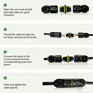 Conector Industrial Circular <span class=keywords><strong>de</strong></span> 3 Pines, Resistente al Agua IP68, Contacto <span class=keywords><strong>de</strong></span> Cobre, para Equipos <span class=keywords><strong>de</strong></span> Iluminación LED - Product Image 4