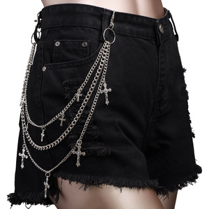 จี้รูปกางเขนพร้อมโซ่โลหะสำหรับคาดเอว สไตล์สตรีทฮิปฮอป แฟชั่นสำหรับกางเกงยีนส์ขาสั้น - Product Image 1