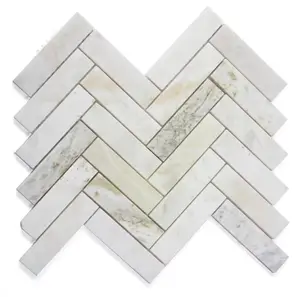 DS Grey Mix White Herringbone Stone Mosaics Tile Honed Kitchen Bathroom Tiles Wall Marble Mosaic Floor Backsplash Shower