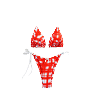 Nuevo Bikini de Dos Piezas con Escote en V, Tirantes y Encaje, Estilo Push-Up, para Mujer - Product Image 1
