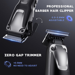 Ensemble de tondeuses à cheveux professionnelles, corps en métal rechargeable, lames en acier inoxydable, peignes de différentes longueurs pour adultes - Product Image 4