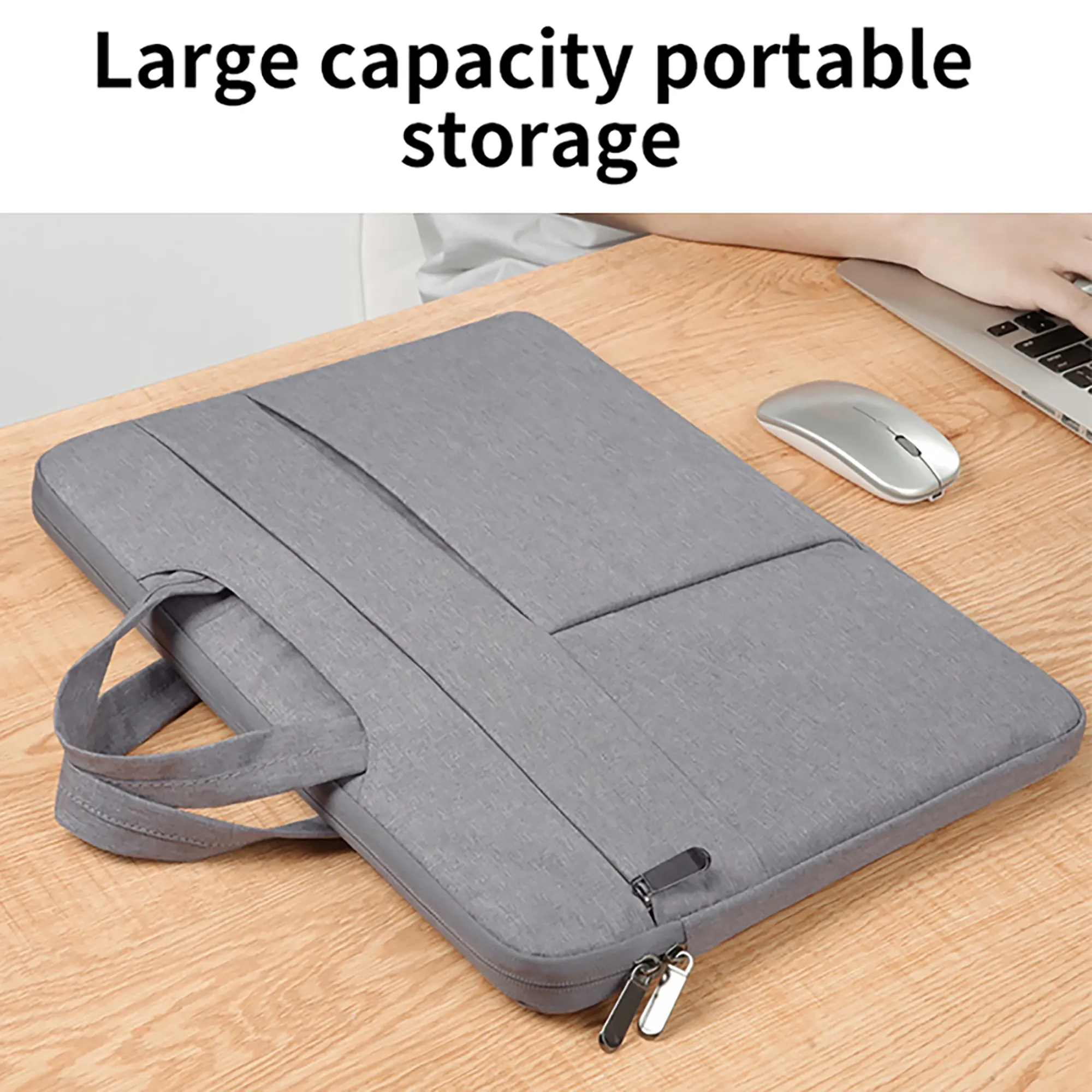 BUBM 13 14 15 pulgadas Bolsa frontal múltiple Bolsa de manga para computadora portátil Espesar Estuche para computadora portátil de gran capacidad con asa