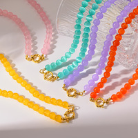 Collier de perles en pierre naturelle style INS tendance avec fermoir en acier inoxydable étanche pour bijoux de charme