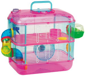 Gabbia per Animali Domestici a Due Livelli in Filo di Ferro per Cani e Criceti, Design Solido e Traspirante, Trasportino Portatile da Viaggio con Confezione in Scatola per Piccoli Animali - Product Image 1