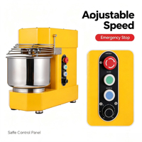 Mixer Spiral 7L Mesin Pengaduk Adonan Peralatan Pembuat Roti Pizza Rumahan 304 Stainless Steel Mixer Adonan Mangkuk Stainless Steel