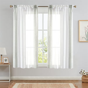 Rideau Boho à rayures en tissu semi-transparent 75 g/m² pour chambre à coucher personnalisée de luxe - Product Image 4