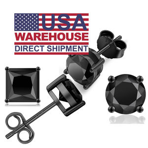 UAS Warehouse Stock Schwarz vergoldet 925 Silber HipHop Schmuck Frauen GRA 2.0ct VVS Moissan ite Diamond Stud Square Ohrring Männer - Product Image 2