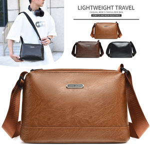 Bolso Bandolera Jinshir para Hombre, Gran Capacidad, Cuero PU Resistente, Color Sólido, Bolso Mensajero Casual para Uso Diario, Marrón - Product Image 5