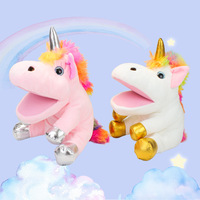 Marionnette Licorne en Peluche Courte pour l'Éducation Précoce, Jouet en Fibre de Polyester, Vente en Gros en Stock pour la Maternelle