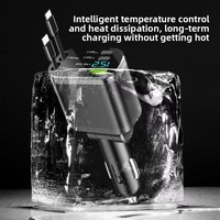 Chargeur de voiture intelligent 5-en-1 à charge rapide avec câble rétractable intégré, ports USB Type-C et affichage numérique, compatible avec les véhicules courants