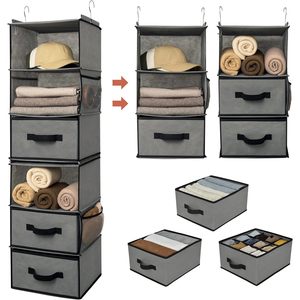 <b>6</b>-Shelf Hanging Closet Organizer Detachable 33x15x85cm Fabric Storage For Bedroom Clothing Organization - Product Image 1