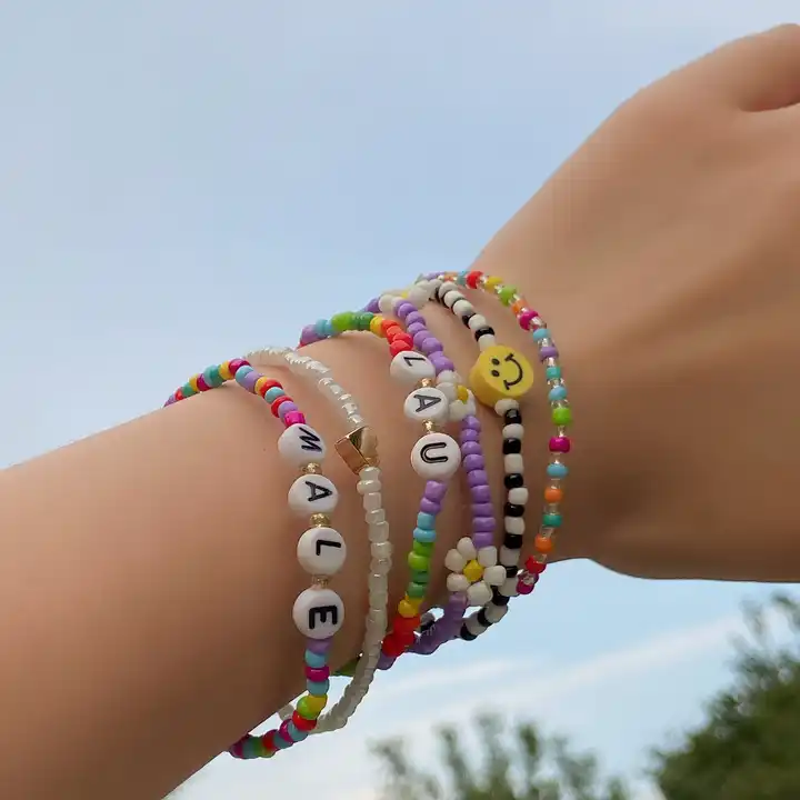 summer stretchable bead bracelet set letter| Alibaba.com