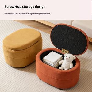 <strong>Stools</strong> Gold Luxury Nordic Velvet Wood Makeup Vanity Modern Home Foot Step Living Room Furniture Round <strong>Storage</strong> Ottoman <strong>Stools</strong> - Product Image 2