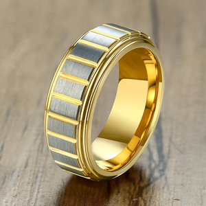 Anelli in Carburo di Tungsteno OBE Disponibili all'Ingrosso, Altamente Lucidati, Placcati in Oro 8mm, Fedi Nuziali per Uomo e Donna - Product Image 3