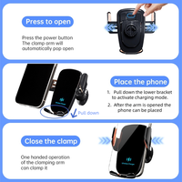 Support de téléphone de voiture à charge rapide sans fil 15W, flexible et portable, fixation sur grille d'aération, support de chargeur pour surface en verre, directement de l'usine